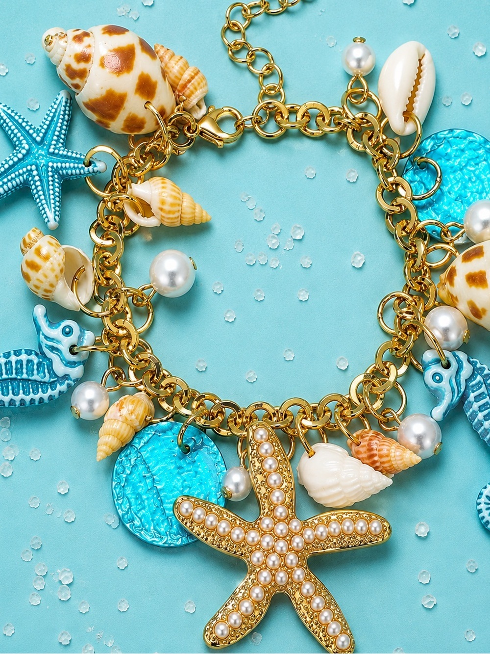 Turquoise & Gold Seaside Charm Bracelet - Picture 3 of 9